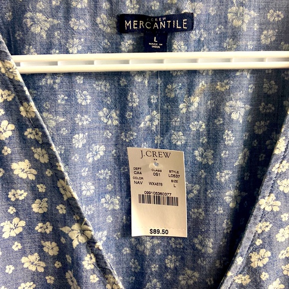 J. Crew Faux Wrap Denim T-Shirt Dress - Picture 3 of 5